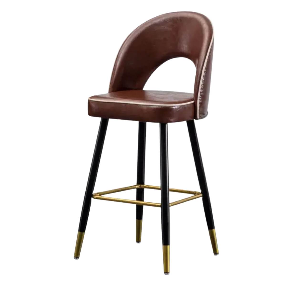 Ghế đảo bếp chân sắt cố định nệm da tựa lưng: SG - B252 - $hienthicat